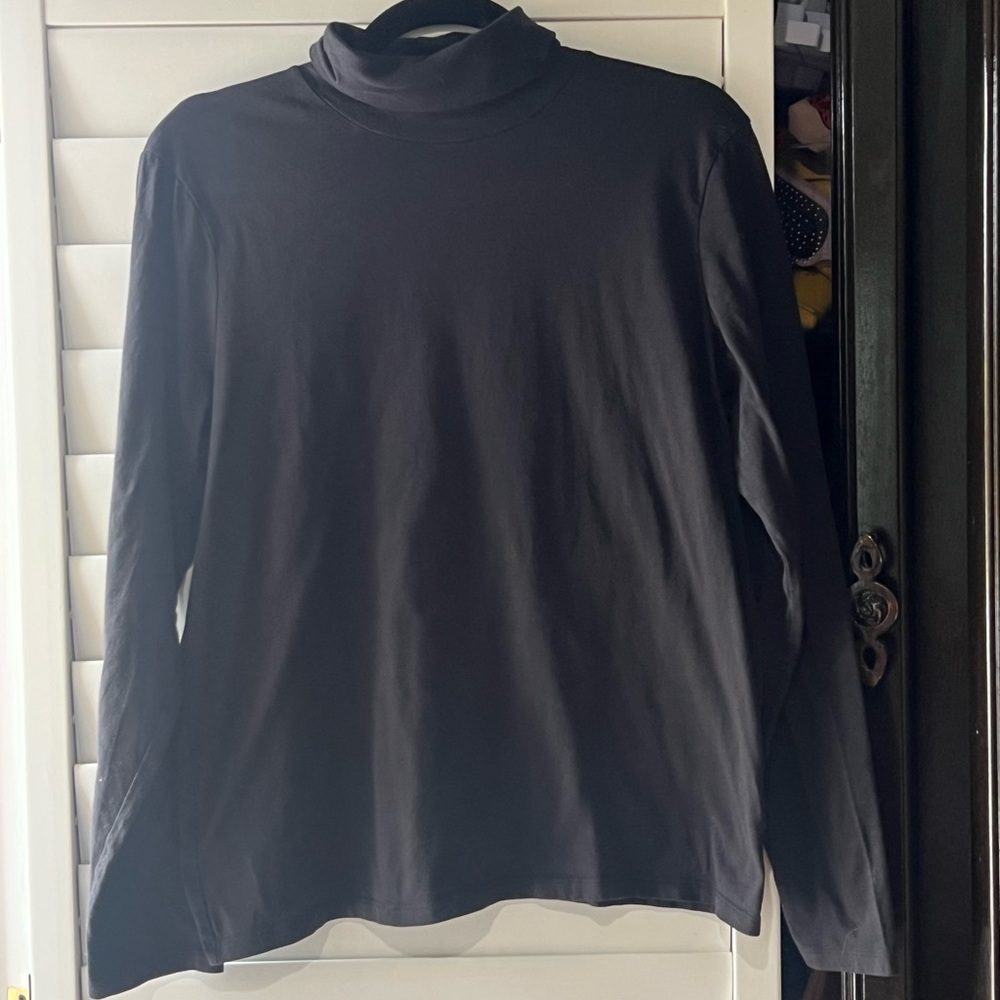 Everlane Black Organic Cotton Top Turtleneck